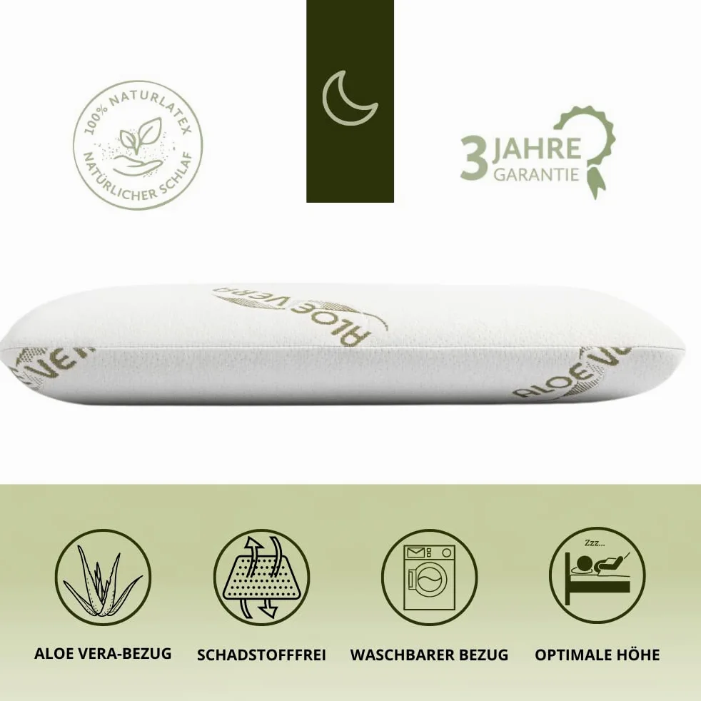 Sleeptime Almohada ortopédica cervical – Almohada de espuma viscoelástica de gel (Memory Foam) con funda de aloe vera – Almohada de 70 x 40 cm – Altura 12 cm