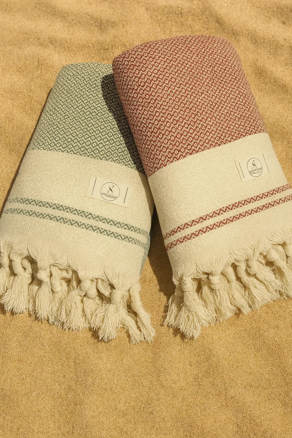 Juego de 2 toallas de hammam, toalla de playa y sauna ligera de algodón 100% reciclado, secado rápido, grande y suave, 90 cm x 200 cm, ideal para playa, sauna, yoga, pícnic, gris y rojo
