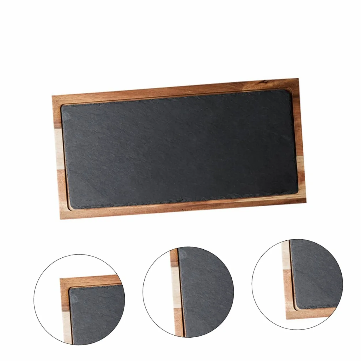 1 Pieza Bandeja De Cocina Occidental Con Servicio Bandejas Placas Para Servir Elegante Lámina Bandeja Platos Tablas De Embutidos Bandeja Decorativa Junta Negro Acacia