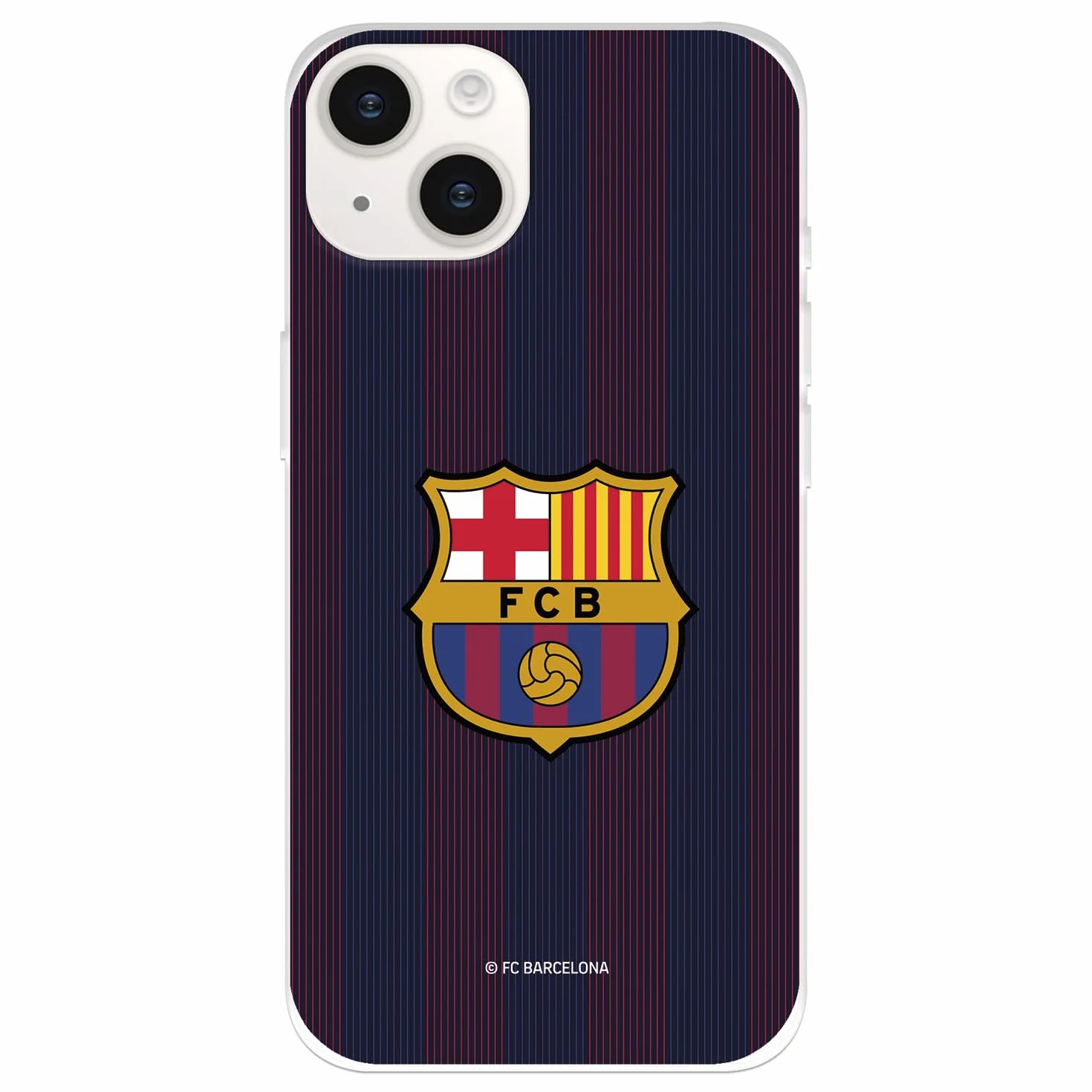 Funda iPhone 15 FC Barcelona Rayas Blaugrana Transparente Carcasa Silicona Flexible Licencia Oficial