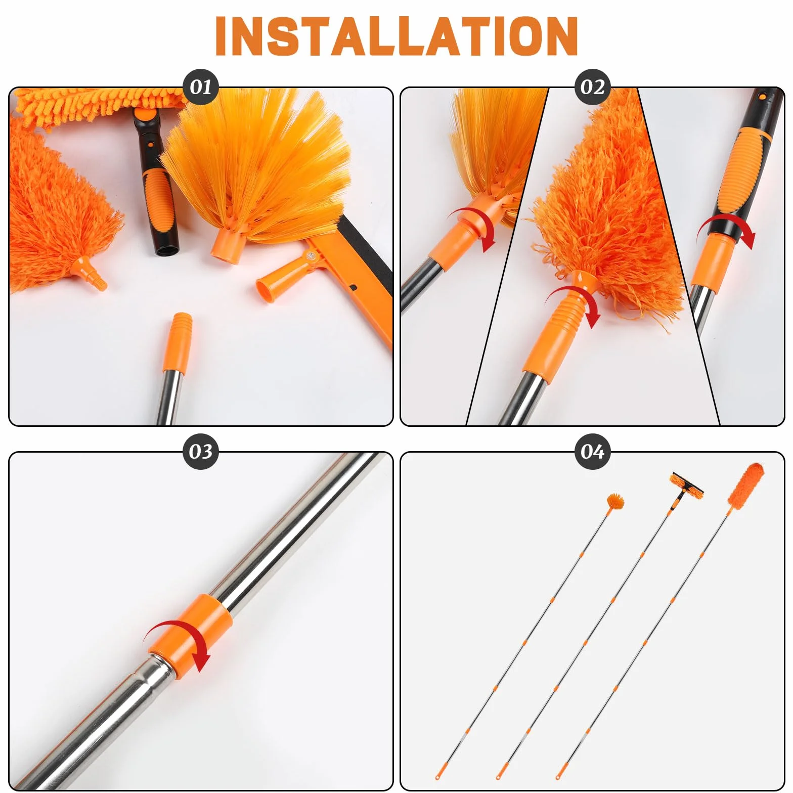 LALAGO Plumero Atrapapolvo, Kit de Limpieza de limpiaparabrisas 2 en 1, Plumero Telescopico Extensible de 1,5 a 4,5 m, Atrapapolvo Microfibra para Limpieza Techo,Ventiladores de Techo Alto (Set B)