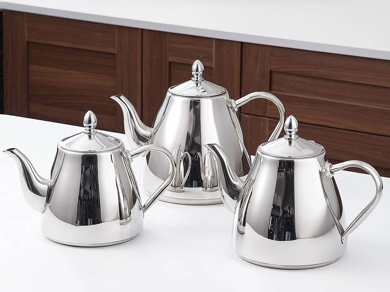 SANQIAHOME 1,2 litros Tetera de acero inoxidable con Filtro para infusiones extraíble,Cafetera, De Plata