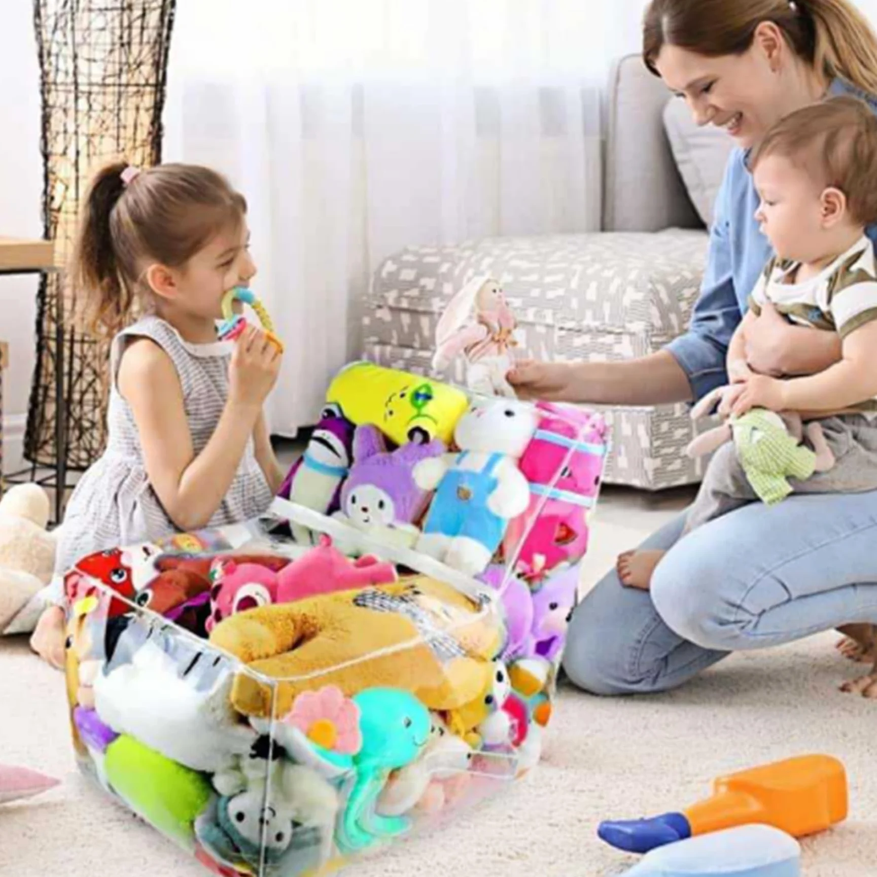 Funda Transparente para sillón puf de Peluche, Resistente al Polvo, de PVC Transparente, con Cremallera, para niños, Impermeable.