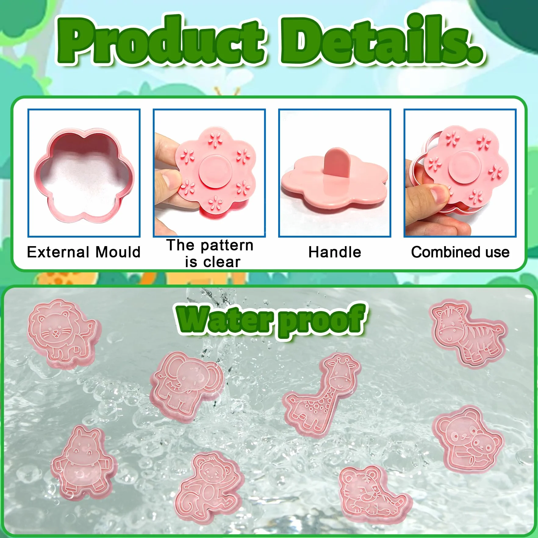 YeahBoom 8 Piezas Moldes Galletas,Cortadores de galletas de 3D,Juego de moldes para galletas,Moldes Galletas Plástico para cookie fondant decoración de pasteles
