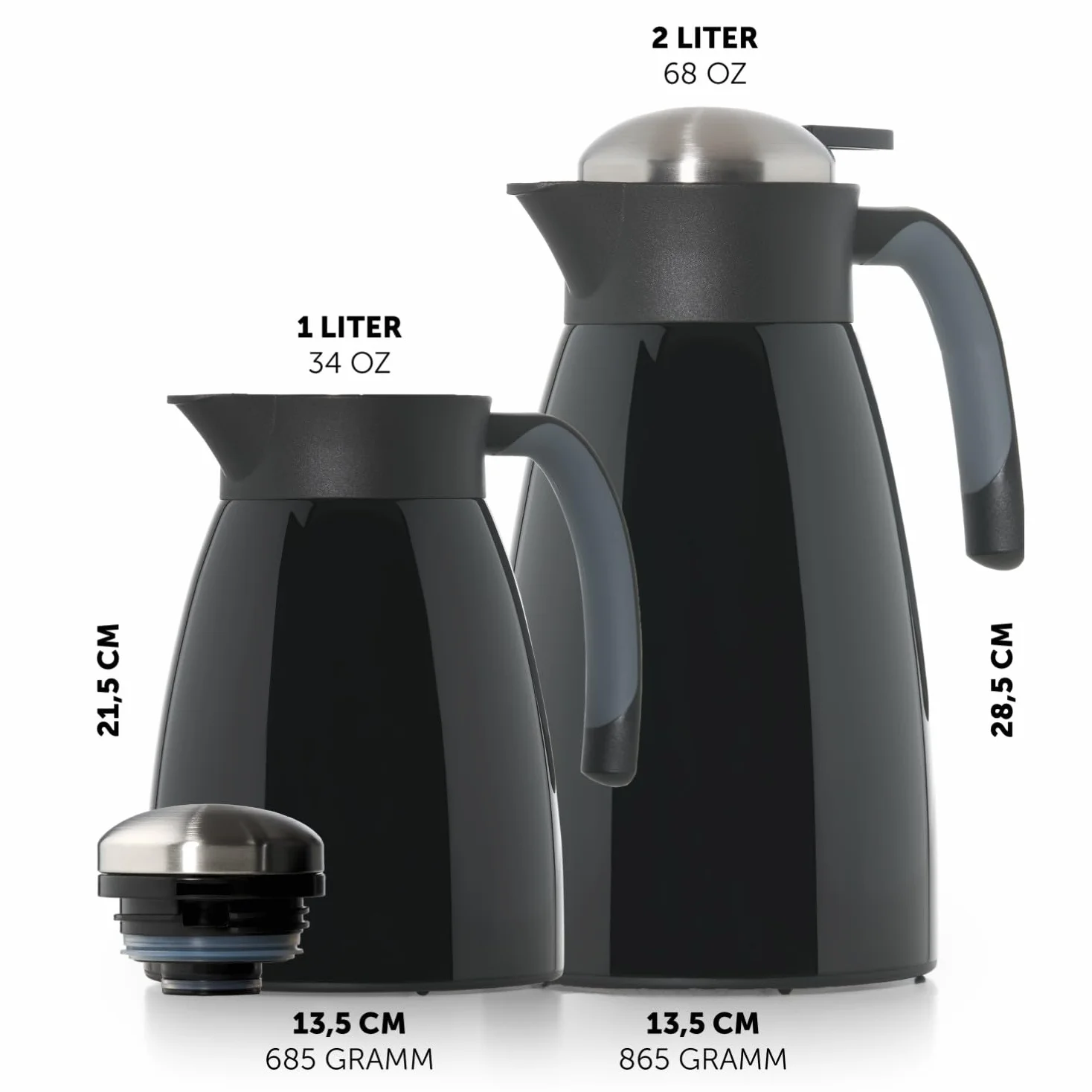 Blumtal Jarra termica 2 litro - Jarra Termo sin BPA con Sistema de Cierre Quick Tip - Jarra Cafe y té a Prueba de Fugas para un Aislamiento Duradero - Termo Cafe Grande 2 litro - Gris/Blanco