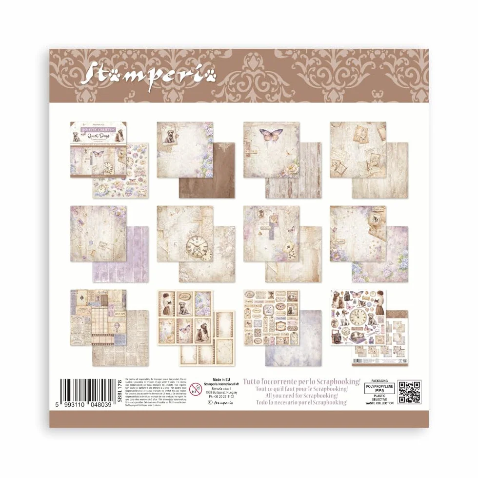 Stamperia - Scrapbook Paper Pad for Scrapbooking, Albums, Card Making, Bullet Journalling and More, Acid Free, Double-Sided, Perfect for Hobbies, Crafts, and Gifting (Quiet Days) (30.5 x 30.5cm)