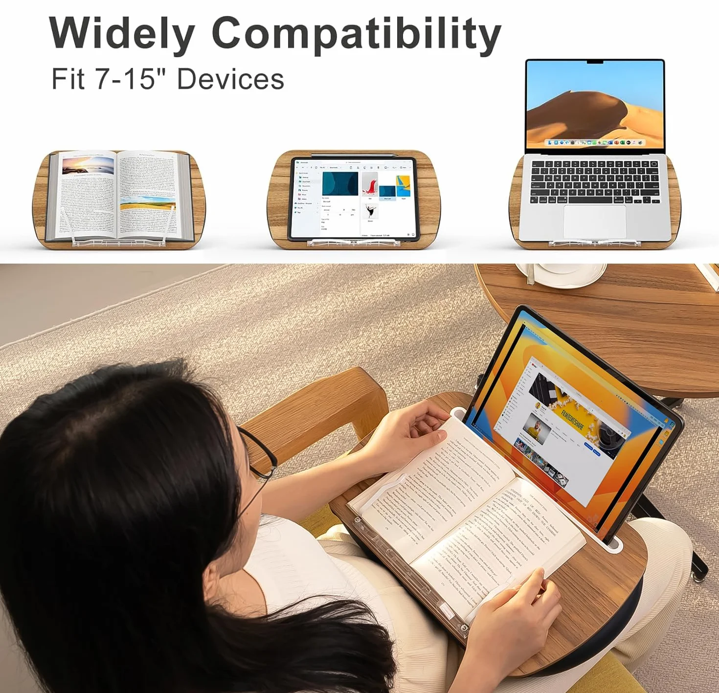 Lap Beanbag - Atril para lectura con manos libres, cómodo soporte de lectura, ideal para los amantes de los libros en el dormitorio universitario, soporte de lectura (gris)