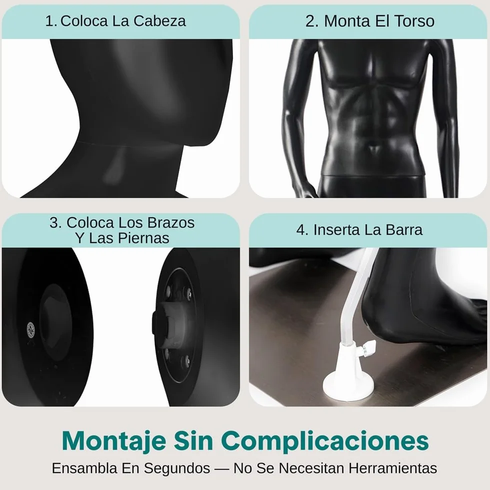 SereneLife maniquí Masculino de Cuerpo Completo, 185cm de Altura, Extremidades Flexibles, Cabeza Ajustable, Diseño Desmontable, Ideal para Tiendas de Ropa, Boutiques, Exposiciones y mas