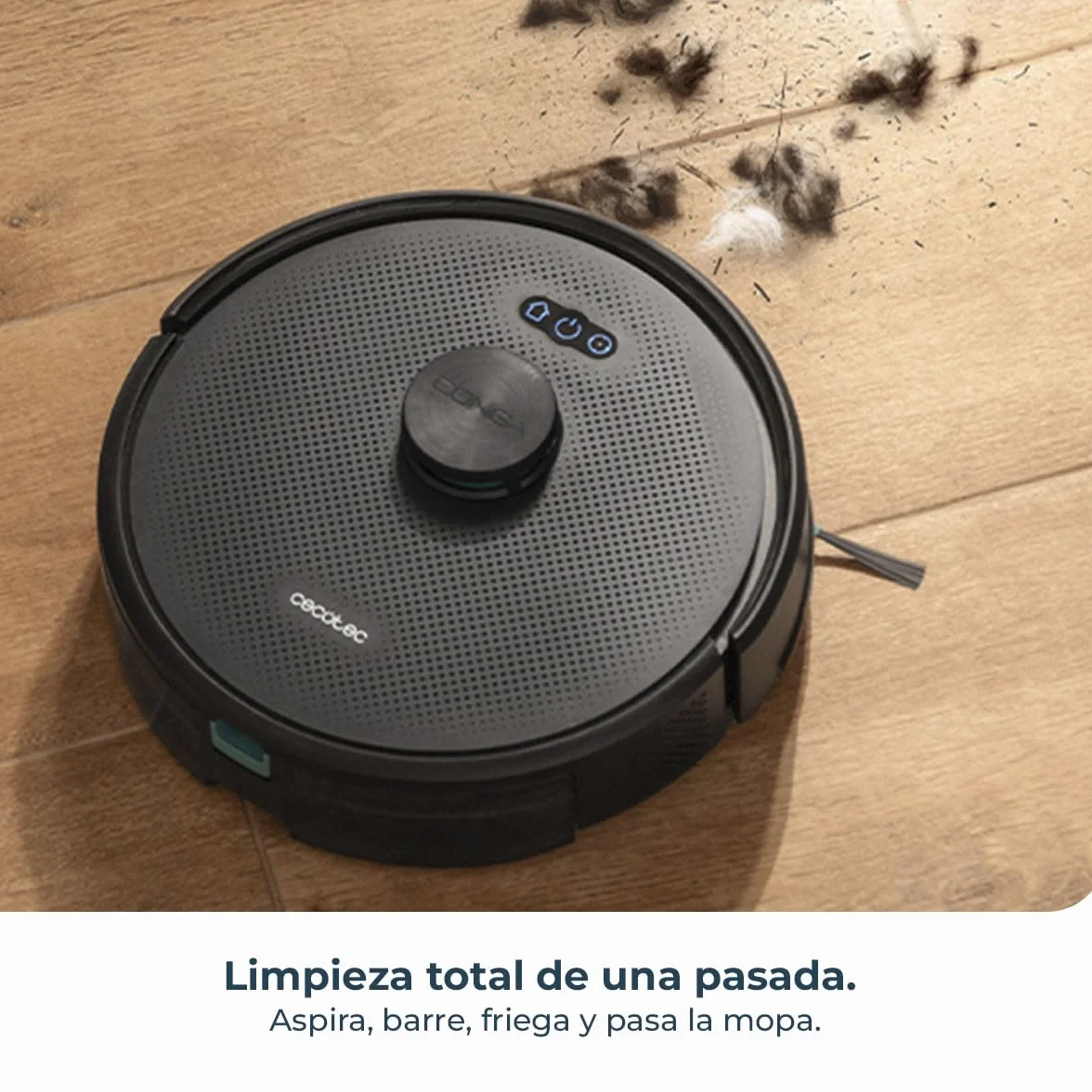 Cecotec Robot Aspirador Conga M70 Genesis. Navegación Láser, Motor Ungravity con 20000Pa, Aspira, Barre, Friega y Pasa la Mopa, Cepillo de Silicona, Doble Depósito, App 3.0, Cubre hasta 180m²