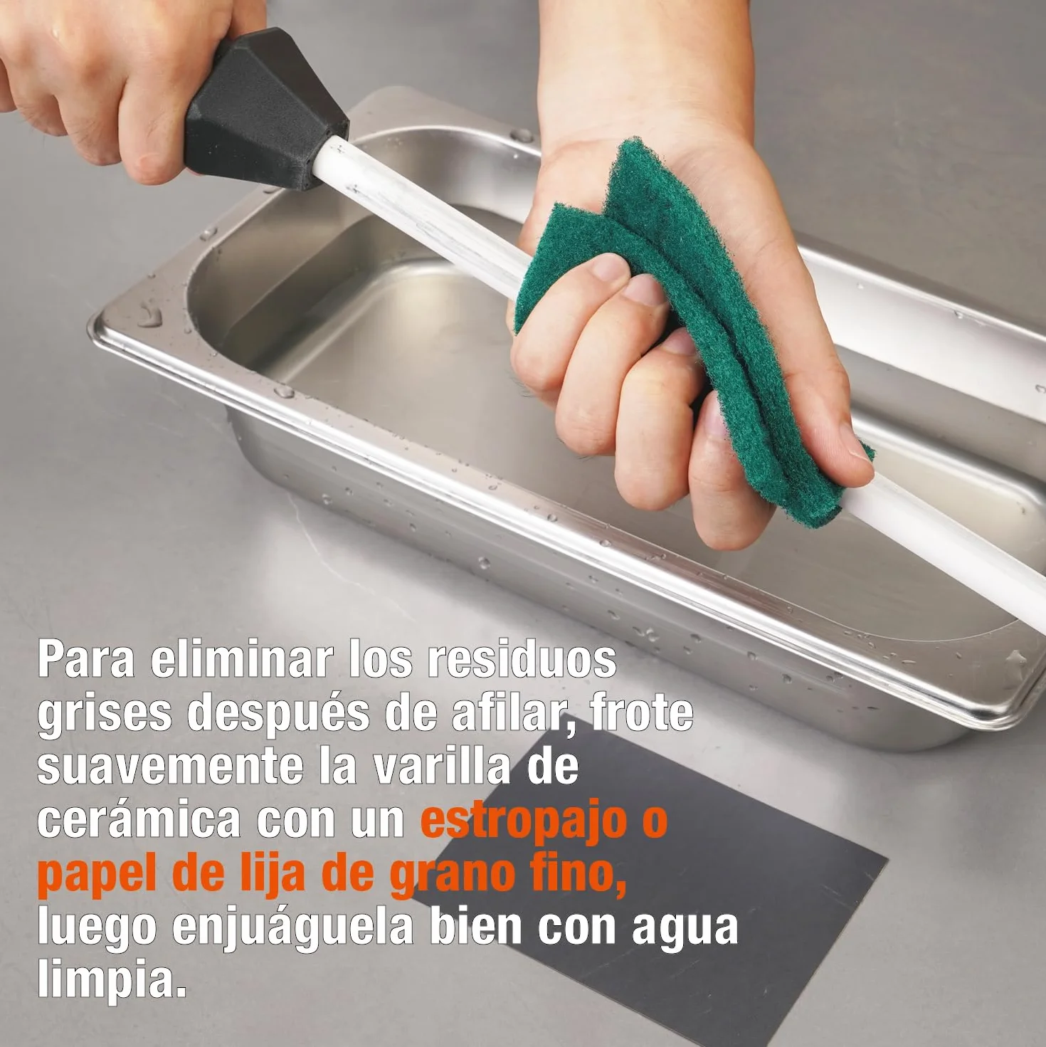 Total 45 cm/Longitud de la barra 30 cm Chaira de cerámica con guías angulares integradas y tapa anti-rotura, afilador de cuchillos de cerámica, varilla de afilado de cerámica