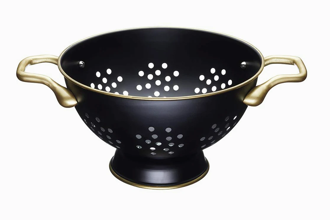 MasterClass Colador de Acero Inoxidable, Negro Mate / Efecto Latón, 25 cm