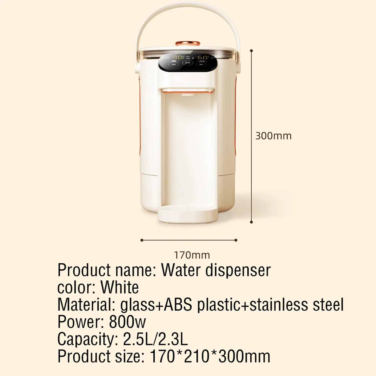 dispensador de agua fria y calienteDispensador de agua caliente instantáneo pequeño, todo en uno, con calefacción de escritorio, puro, para el hogar, 2,3 L/2,5 L(Color:2.5L)