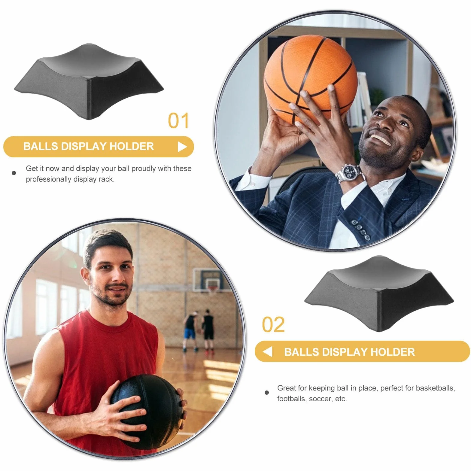 Porta Balones de Plástico Negro 9 Piezas para Exhibición y Almacenamiento de Balones de Fútbol y Baloncesto