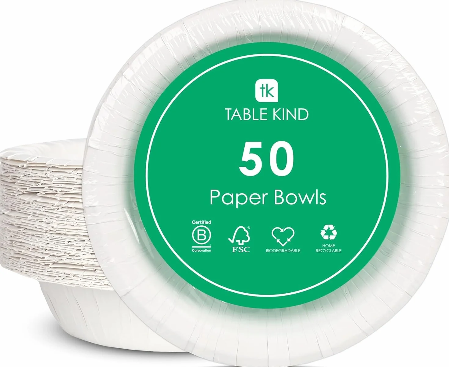 Table Kind 50 X Cuencos De Papel Desechables Ecológicos Paquete A Granel Para Camping Catering Uso Diario Ensaladas Postres Cereales Fiestas De Cumpleaños 23 Cm. Fabricados En La UE