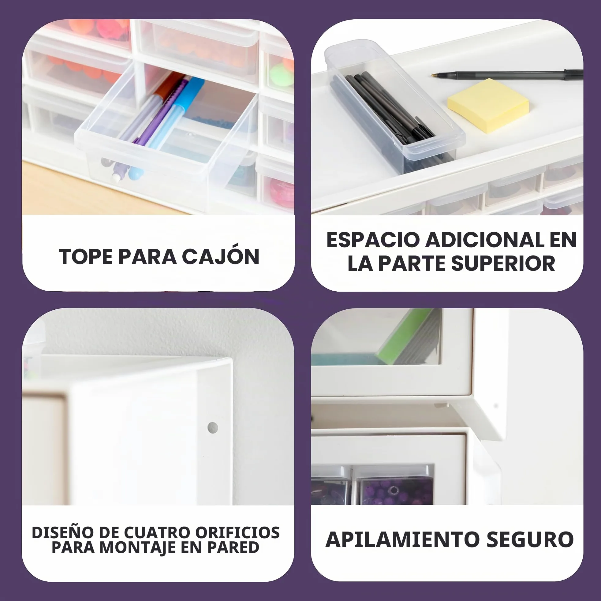 IRIS Armario de almacenamiento apilable con 44 cajones, 49,5 cm de ancho x 17,78 cm de profundidad x 39,5 cm de alto, color blanco, pequeño organizador de ladrillos, caja multiusos para álbumes de