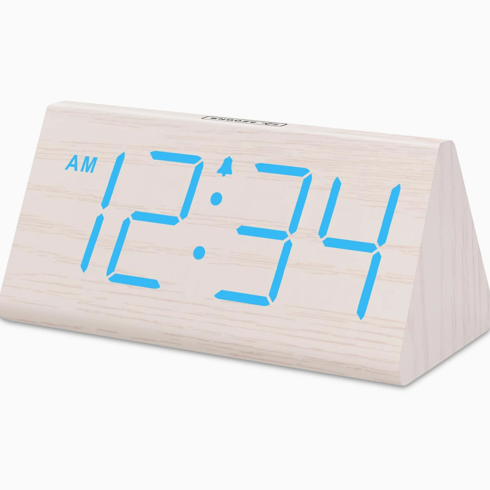 DreamSky Despertador digital de madera para dormitorios, reloj eléctrico de escritorio con números grandes, puerto USB, alarma de respaldo de batería, volumen ajustable, atenuador, repetición, DST,
