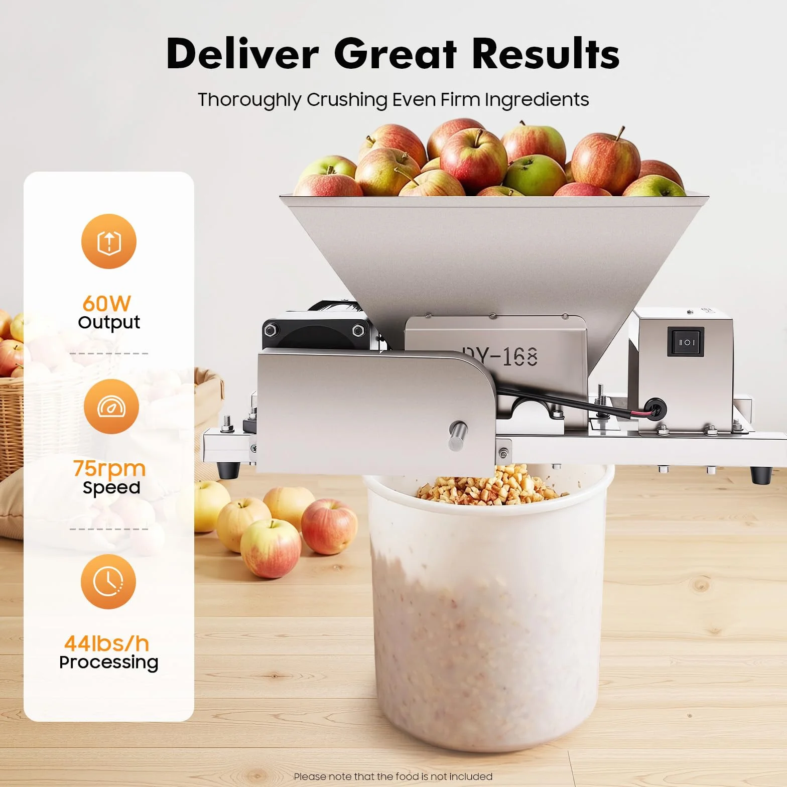 Molinillo de frutas eléctrico 4L, trituradora de frutas de acero inoxidable, trituradora de manzanas y bayas para sidra, vino de frutas, salsa, pan y azúcar marrón
