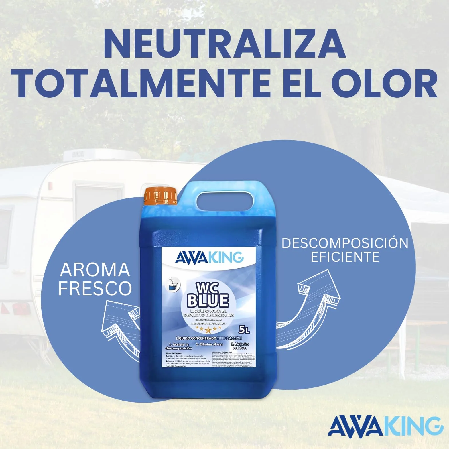 AWAKING Liquido WC Quimico Blue 5L do wc portatil, autocaravana y camper