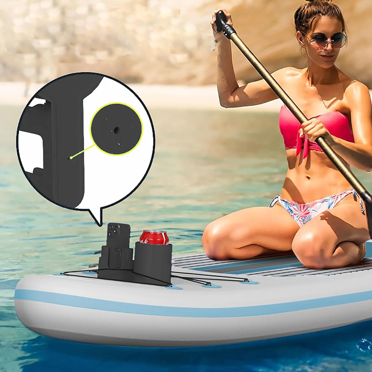 Soporte para Teléfono Móvil para Tabla de Surf Kayak - Negro, Accesorio Pequeño de Almacenamiento para Paddleboard