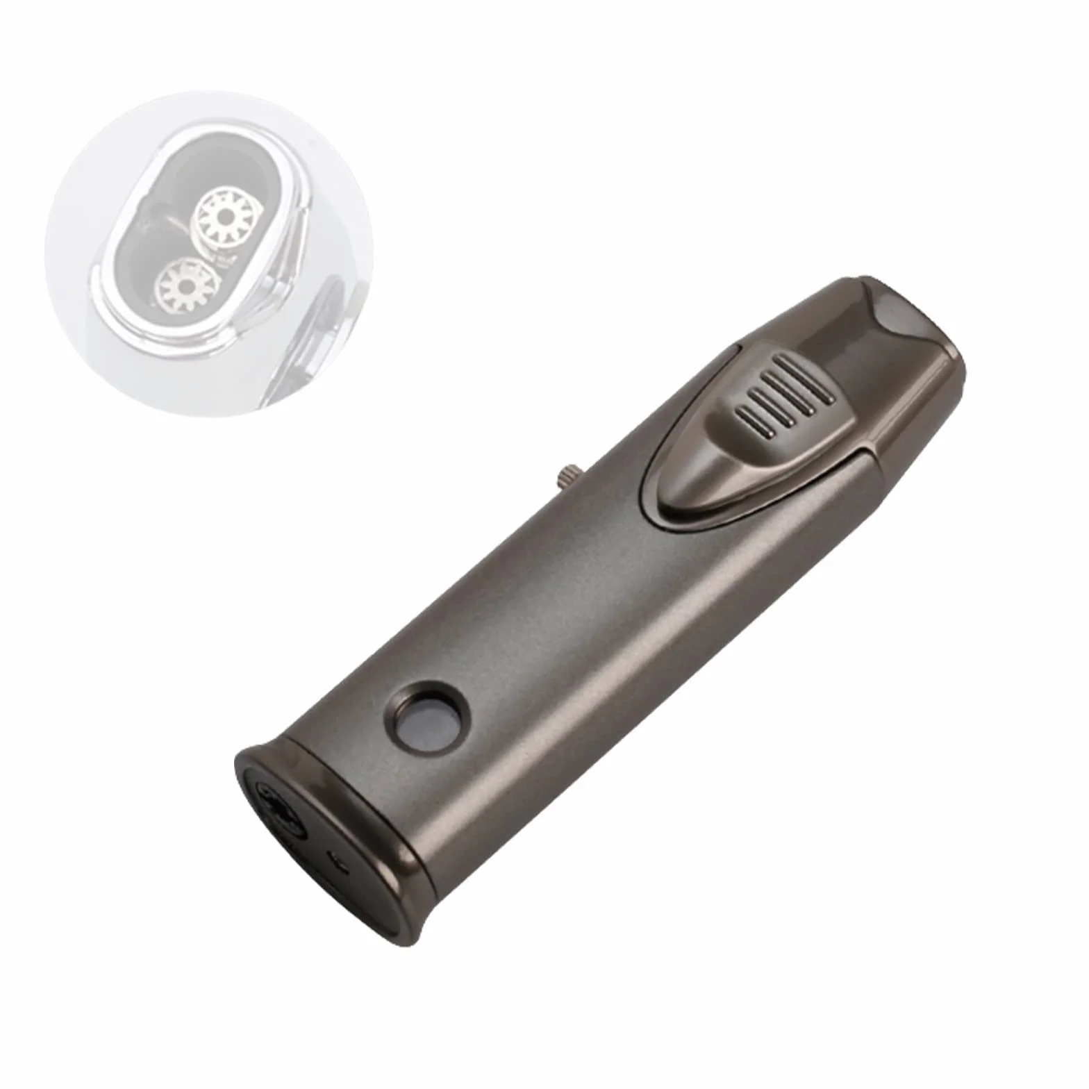 Encendedor de Antorcha Inflable de Metal Recargable a Prueba de Viento Antorcha de Gas Butano con Bloqueo de Seguridad y Tanque Visible Llama Ajustable para Hombres