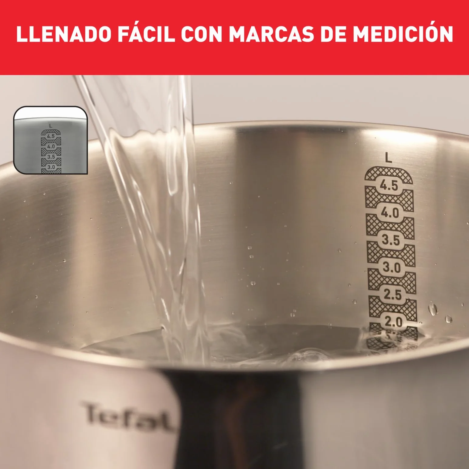 Tefal Daily Cook - Juego de Sartén antiadherente 28 cm + 2 Ollas 20/24 cm + Cazo 16 cm + 5 Accesorios, Apto inducción, Thermo-Fusion, marcas medición, apto lavavajillas y horno, acero inoxidable