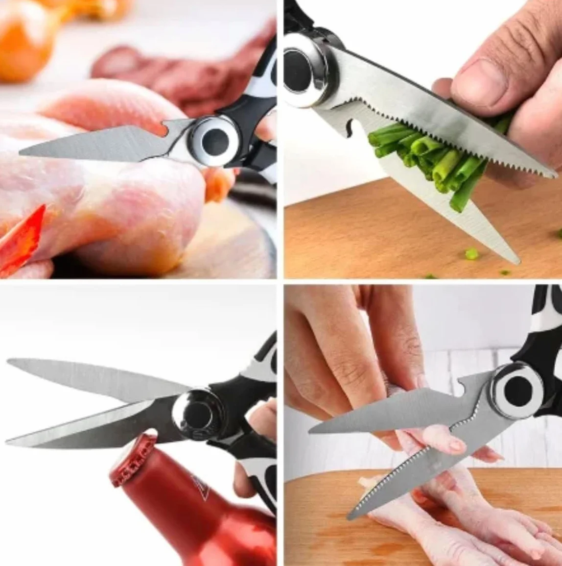 Pack2 Tijeras de Cocina, Tijeras Multifuncionales, Tijeras Cocina Profesional con Funda Protectora, Acero Inoxidable para Pollo, Carne, Vegetales, Hierbas, BBQ.