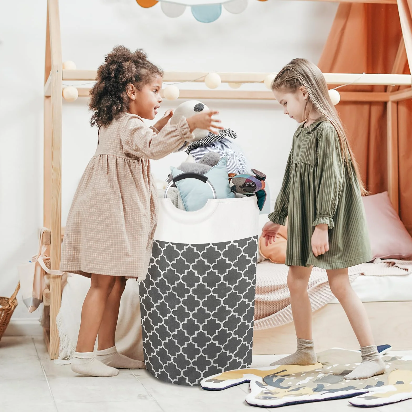 Cesto para Ropa Sucia Grande de 82L, 74x38x38CM Bolsa de Ropa Plegable Transporte Fácil Con Asas de Aluminio Protegidos con Espuma, Cestos para Colada Laundry Basket para Lavadero Baño y Dormitorio