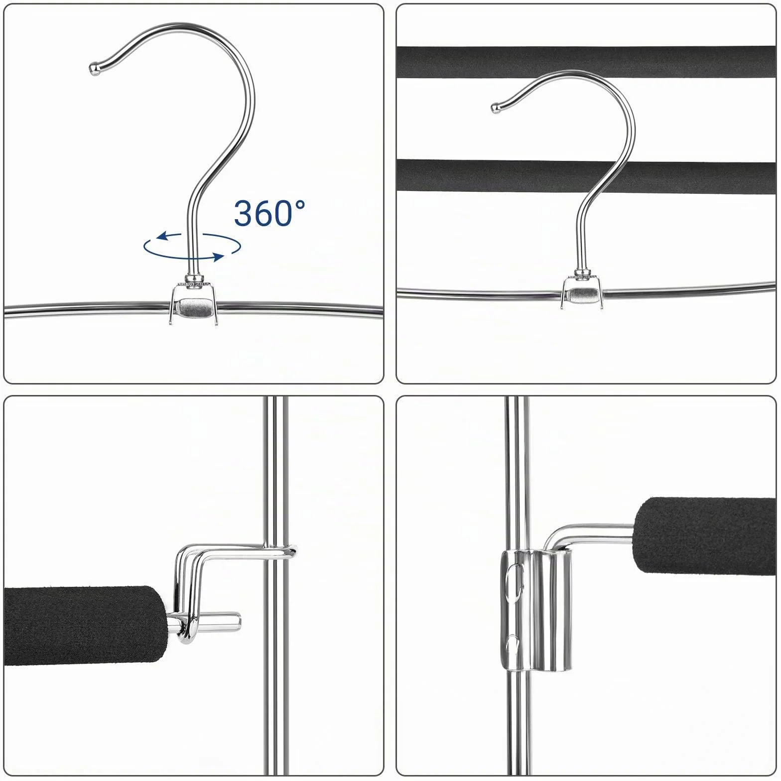 SONGMICS Perchas para Pantalones,Juego de 3, Metal,Multi-Barras,Ahorran Espacio,Estable con Acolchado Antideslizante, Barras de Columpio,para 5 Vaqueros Cada Una,Traje, Bufandas, Corbatas CRI041BK