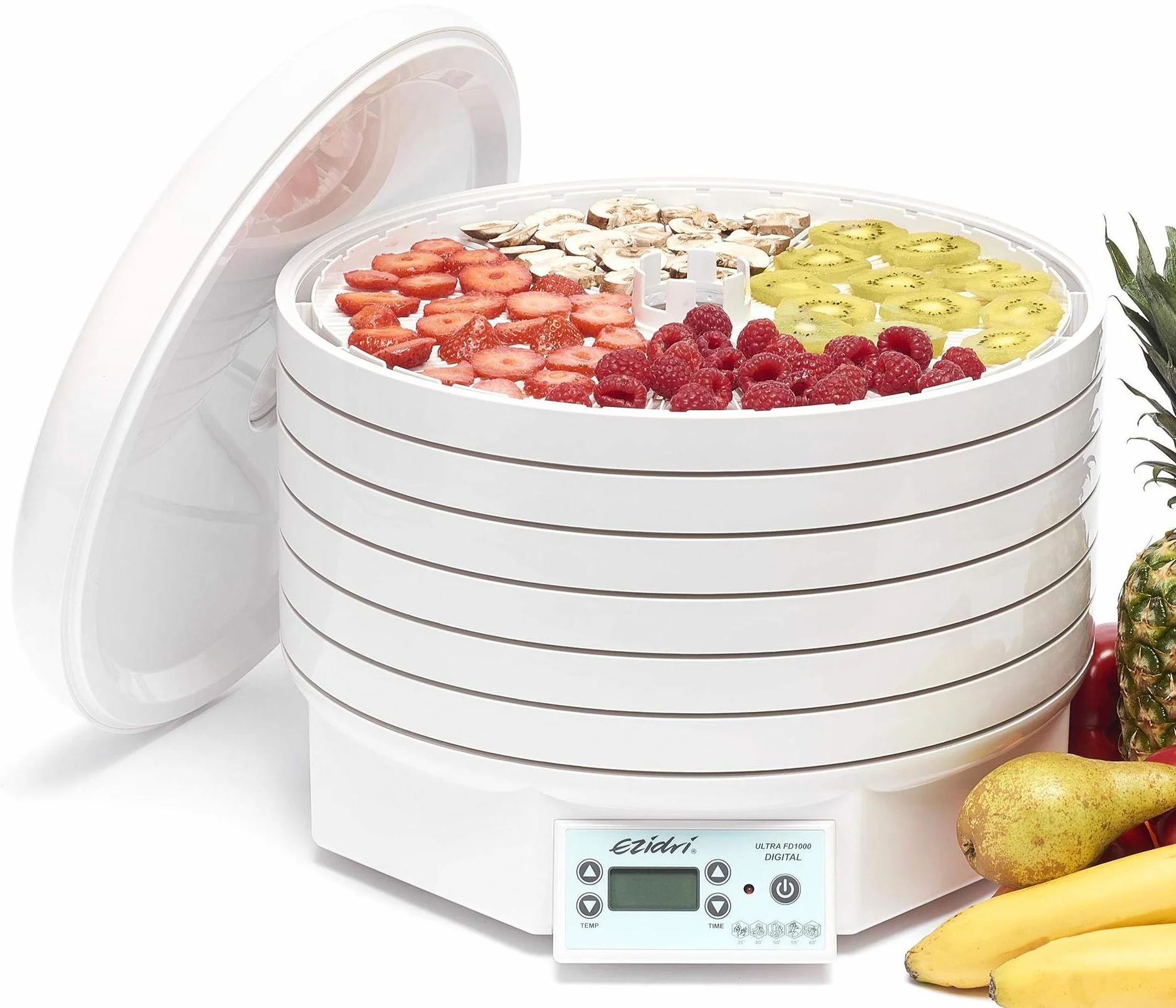 FD1000 Ultra Digital - Secador de Alimentos Ampliable a 30 Bandejas, Secado a Granel, Temporizador Digital, Ajustes de Temperatura (30-70°C)