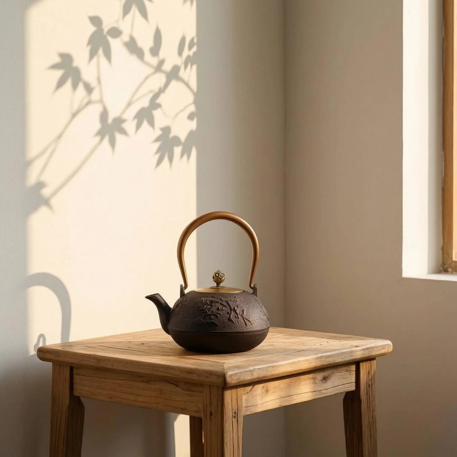 Tetera Hierro Fundido con Cesta para Infusiones Creativa Tetera con Cesta para Infusiones Aficionados Al Té, Black, Chunsemanyuan