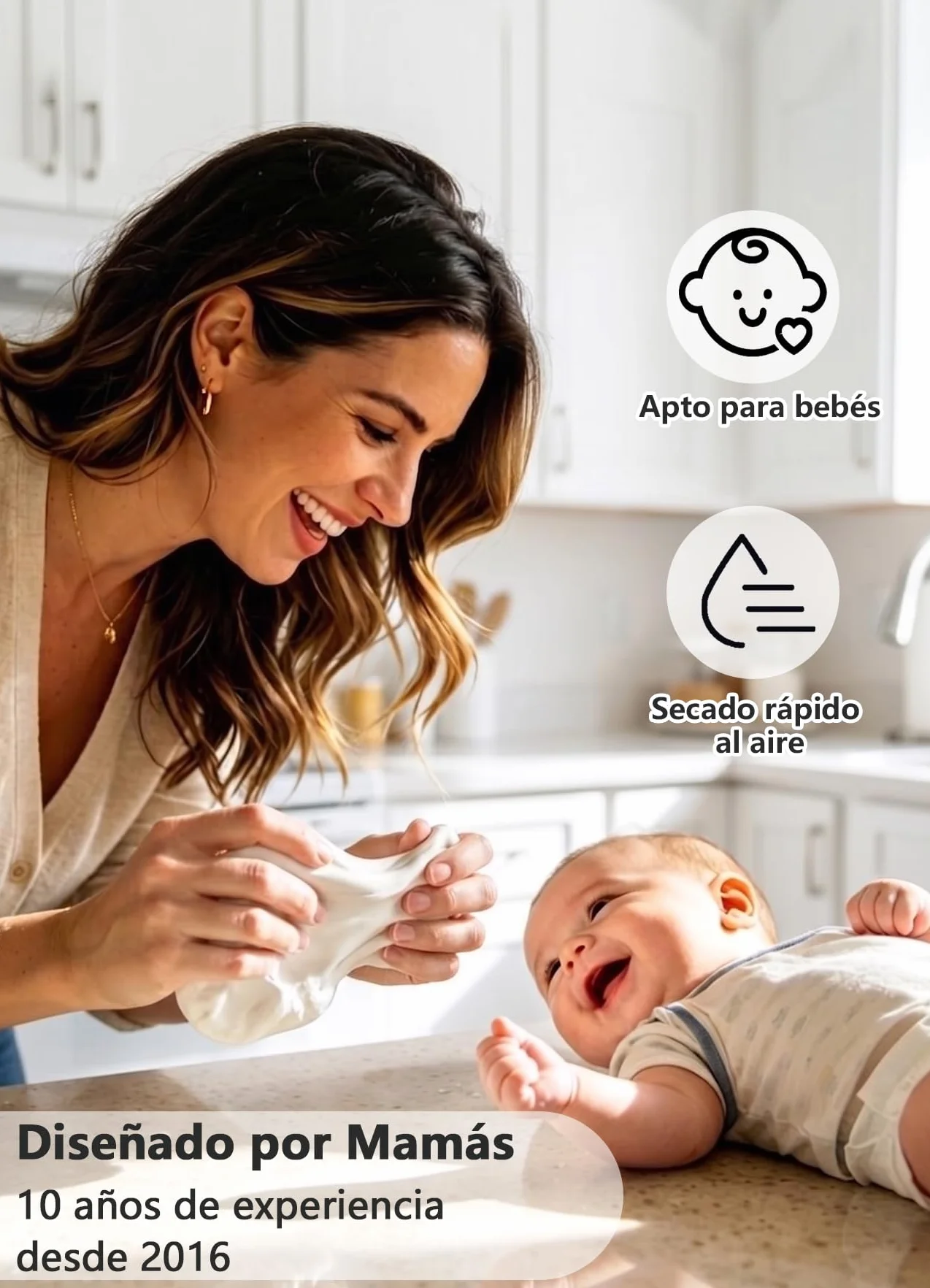 Kit de Huellas de Mano y Pie para Bebé, Arcilla Segura, Marco Personalizado, Regalo Baby Shower - Blanco