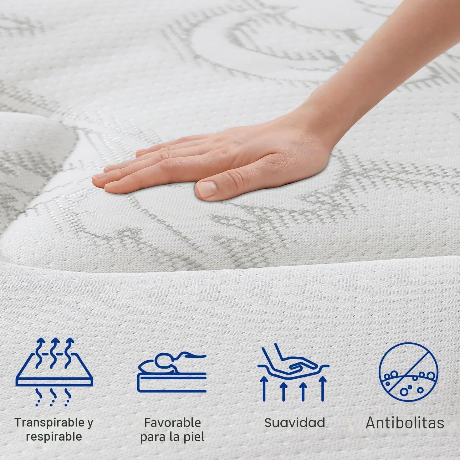Colchón Viscoelástico 140x190 cm, Altura 28cm, Espuma de Memoria, Híbrido Muelles Ensacados, Ergonómico 10 Zonas, Firmeza Media, Transpirable, Antibacteriano, Hipoalergénico, Certificado Oeko-Tex