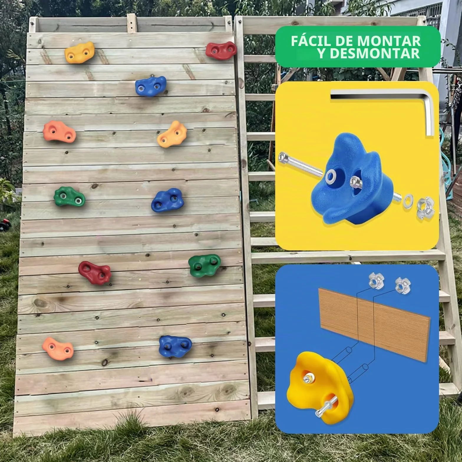 CIMOYBAI 10 Piezas Presas de Escalada con Asas de Agarre Torre de Juego para Niños al Aire Libre