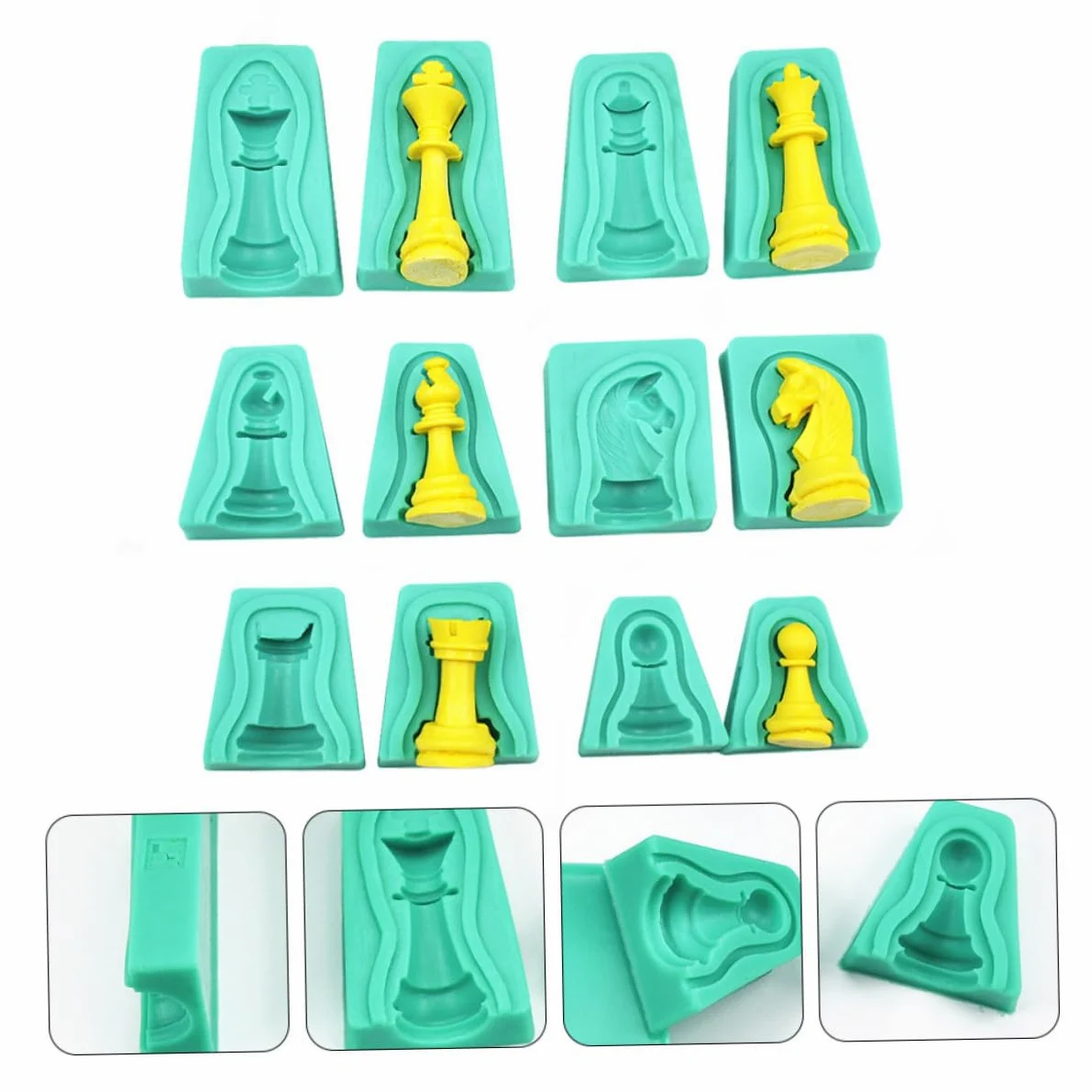 Molde de Silicona 3d para Chocolate de Ajedrez, 12 Piezas | Verde, Flexible y Fácil de Limpiar, Diseño Creativo para Hornear Fondant y Tartas
