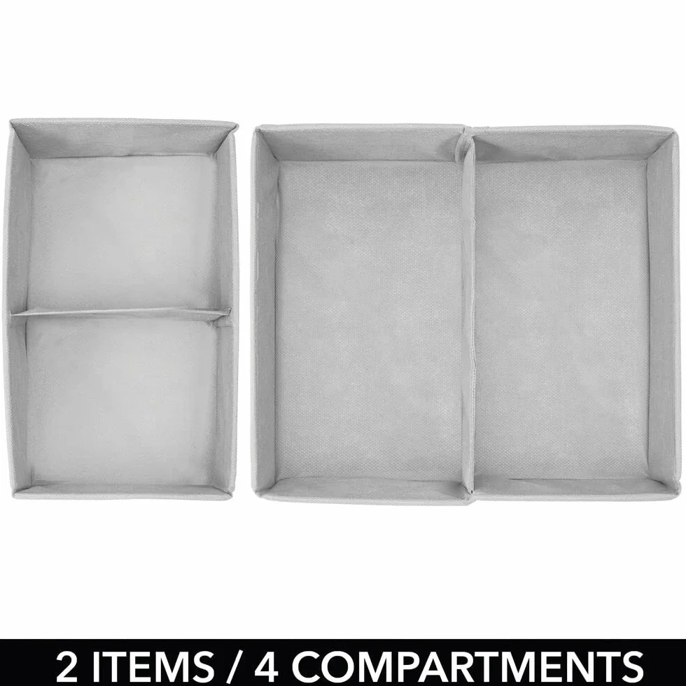 mDesign Juego de 2 cajas de almacenaje plegables para ropa de bebé – Organizador de armario fibra sintética transpirable gris y blanco