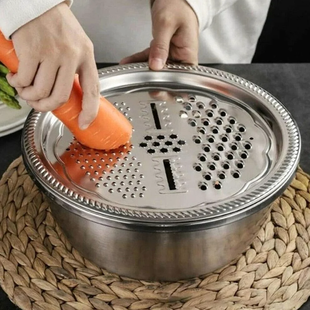 Lanzi 3 Unids/Set Cuenca De Cocina De Acero Inoxidable/Colador, Cocina Colador De Malla Fina Canasta De Lavado De Vegetales, Verduras Multifuncionales Filtro De Fruta (Size : 28cm)