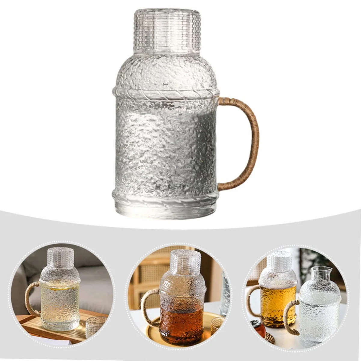Jarra de Agua de Vidrio Diseño Antideslizante y Vertido Cómodo Capacidad de 2l Adecuado para Fiestas y Reuniones en Casa