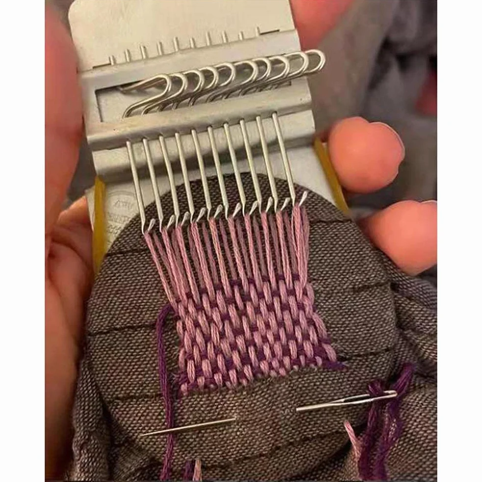 Mini Herramienta de Tejido Tipo Speedweve de Telar de Zurcir, Kit de Telar Pequeño, para Reparar Ropa, Artes de Tejido de Bricolaje, Telar de Remendar Rápidamente Portátil (Pelo