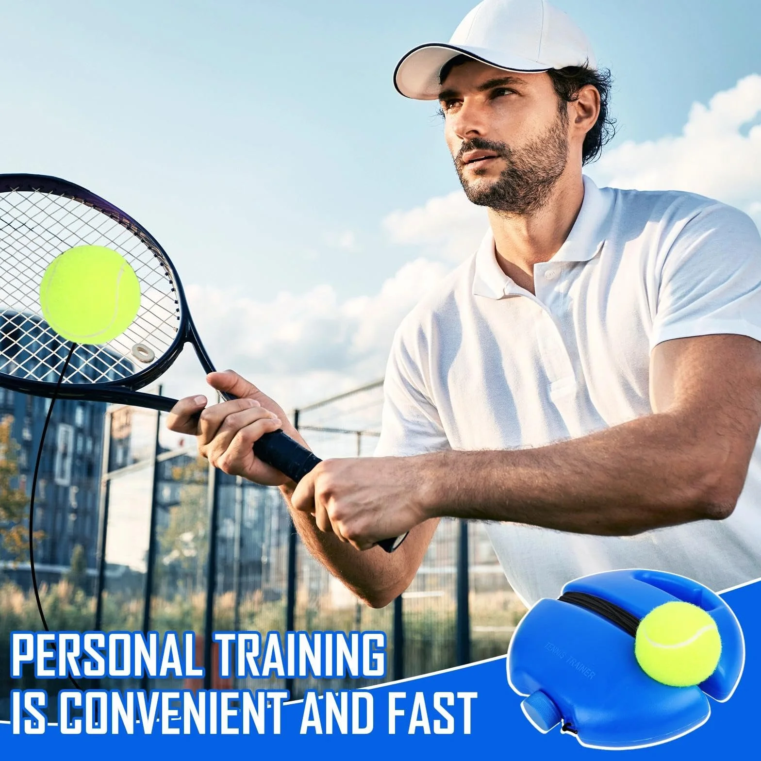 AKONE Juego de entrenamiento de tenis, tabla de base con 3 pelotas de tenis con alambre, herramienta de entrenamiento para entrenamiento de tenis, equipo de entrenamiento de tenis para exteriores,