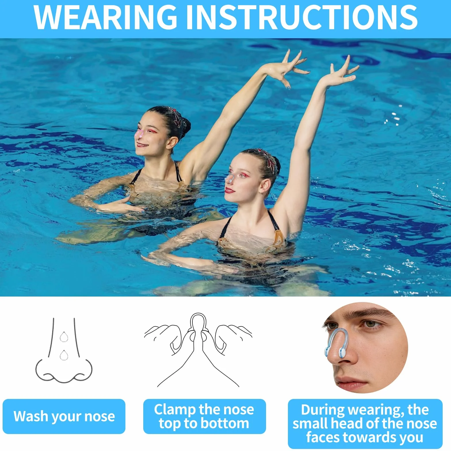 Pinzas Nasales de Silicona Impermeables para Natación con Caja de Almacenamiento, 2 Piezas Antideslizantes para Adultos y Niños