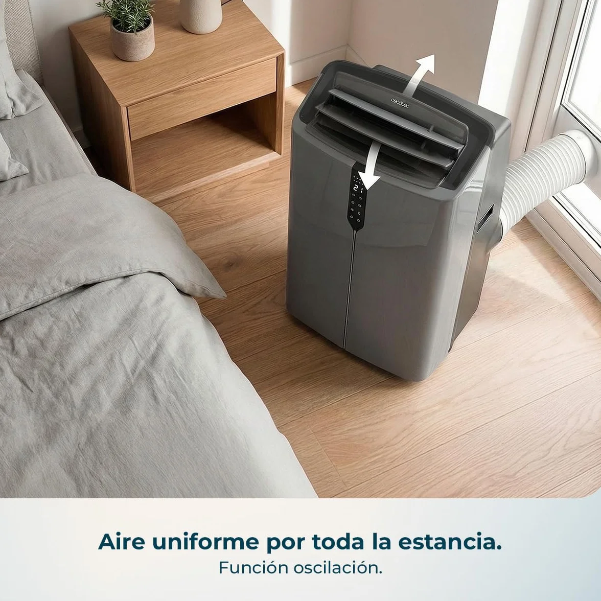 Cecotec Aire Acondicionado Portátil con Bomba de Calor y Wifi ForceClima 14800 Nux Heating Connected. 14000BTU, Mando a Distancia, Pantalla LED, 5 Modos, 3 Velocidades, Temporizador, Cobertura 30-35m²