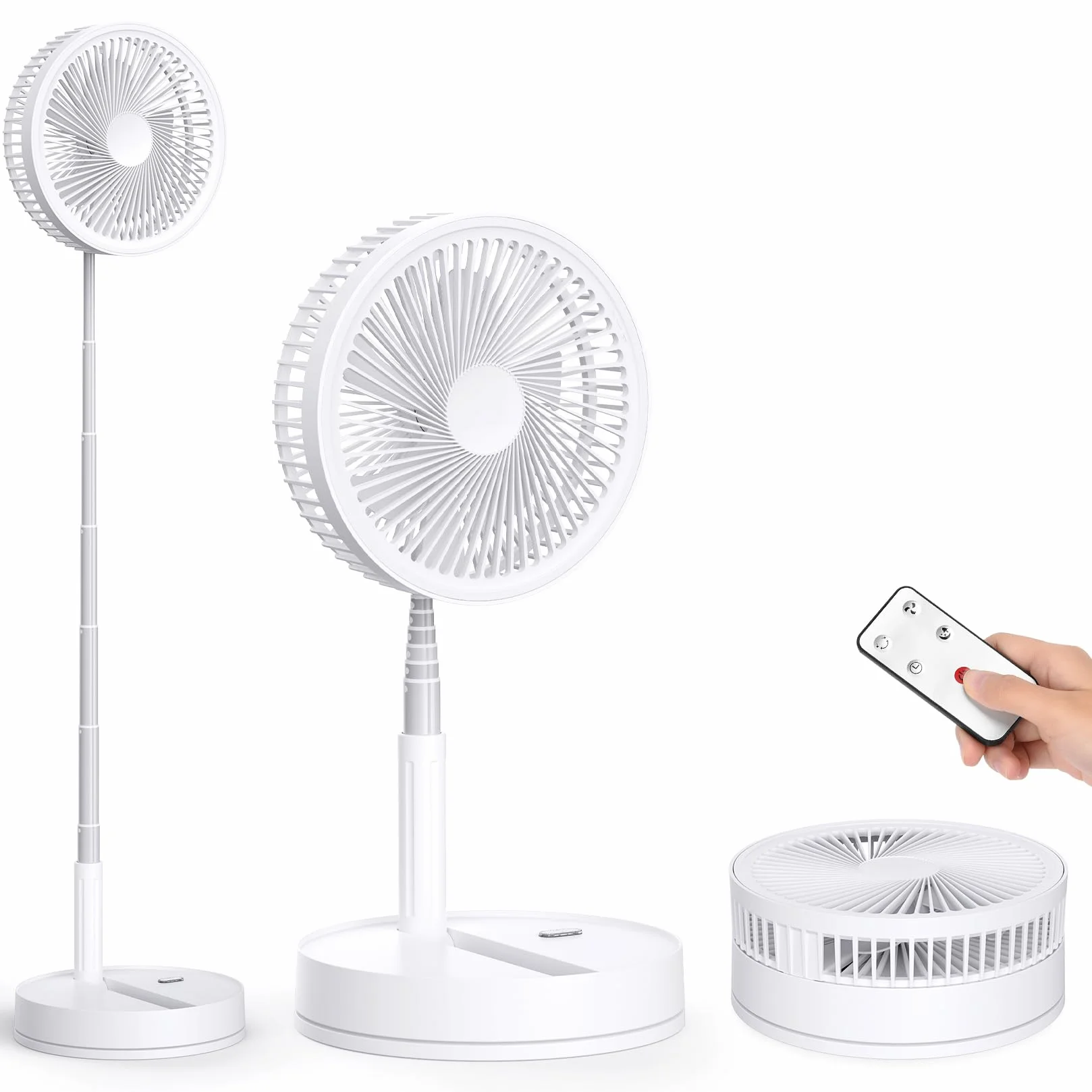 Ventilador de Pie Oscilante Portátil Plegable, 8.6" 8000 mAh Bateria Recargable USB C Pequeño Piso/Mesa Silencioso Ventiladores con Control Remoto, Ventoinha Pedestal para Hogar Dormir Oficina Viaje
