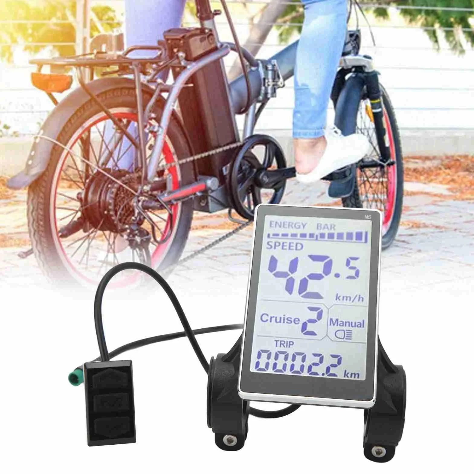 Keenso Pantalla LCD Bicicleta Eléctrica 5 Pines Compatible 24V 36V 48V 60V LED