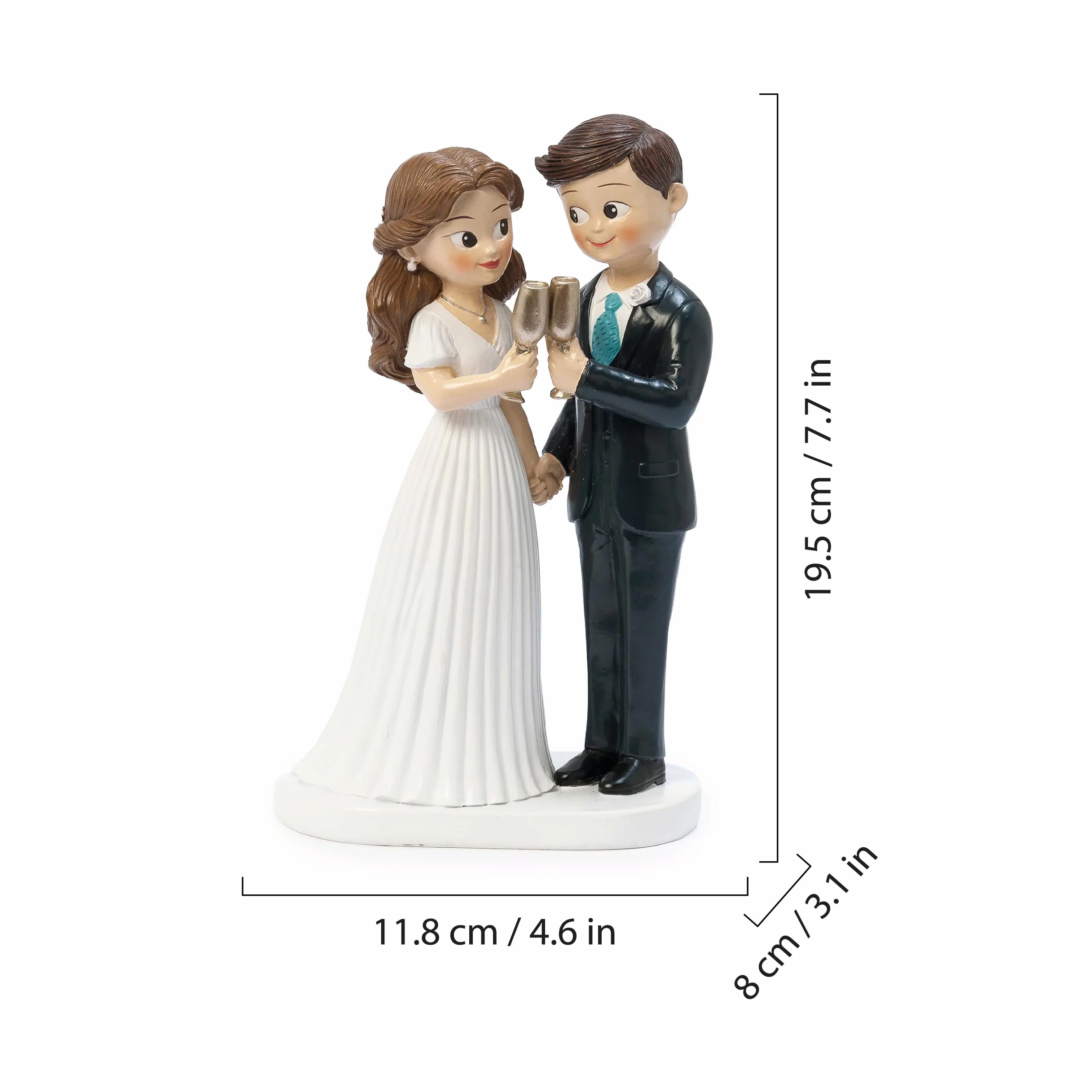 Mopec Y218 Figura Tarta Novios Brindis, Novio Moreno 19,5 x 11,8cm.