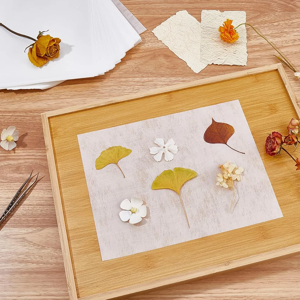 CRASPIRE 100 Hoja de Papel Secante para Prensar Flores, Papel Secante de 10.2 x 7.8 Pulgadas, Altamente Absorbente, Reutilizable, Recambio, Secado, Absorbente, Hoja, Suministros para Prensar Flores,