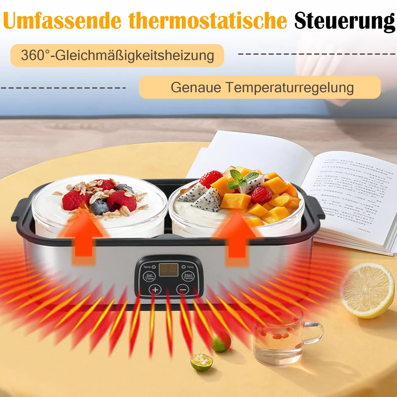 Yogur, 2 litros, máquina automática de yogur digital con 2 vasos, yogur con temporizador y control de temperatura, yogur para yogur griego, queso, natto, vino de arroz, plata, 2 litros