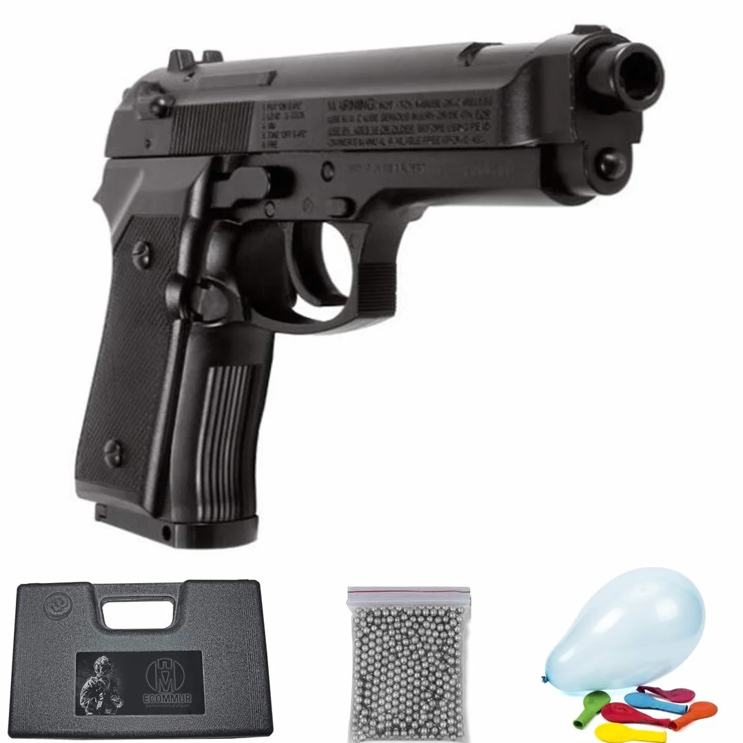 Pistola de balines ECOMMUR P-340 Acero por Aire comprimido SIN CO2 Carga por Muelle