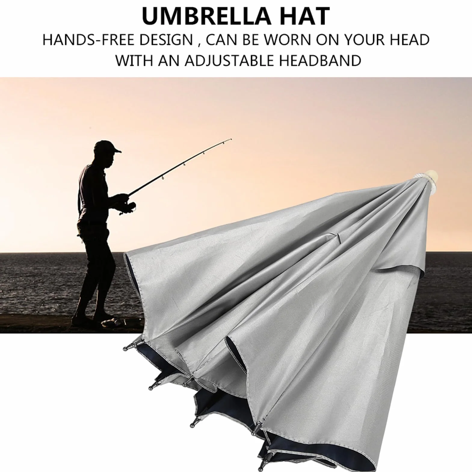BuyWeek Sombrilla Sombrero Plegable 65 cm Resistente al Agua Protección Solar Paraguas de Pesca
