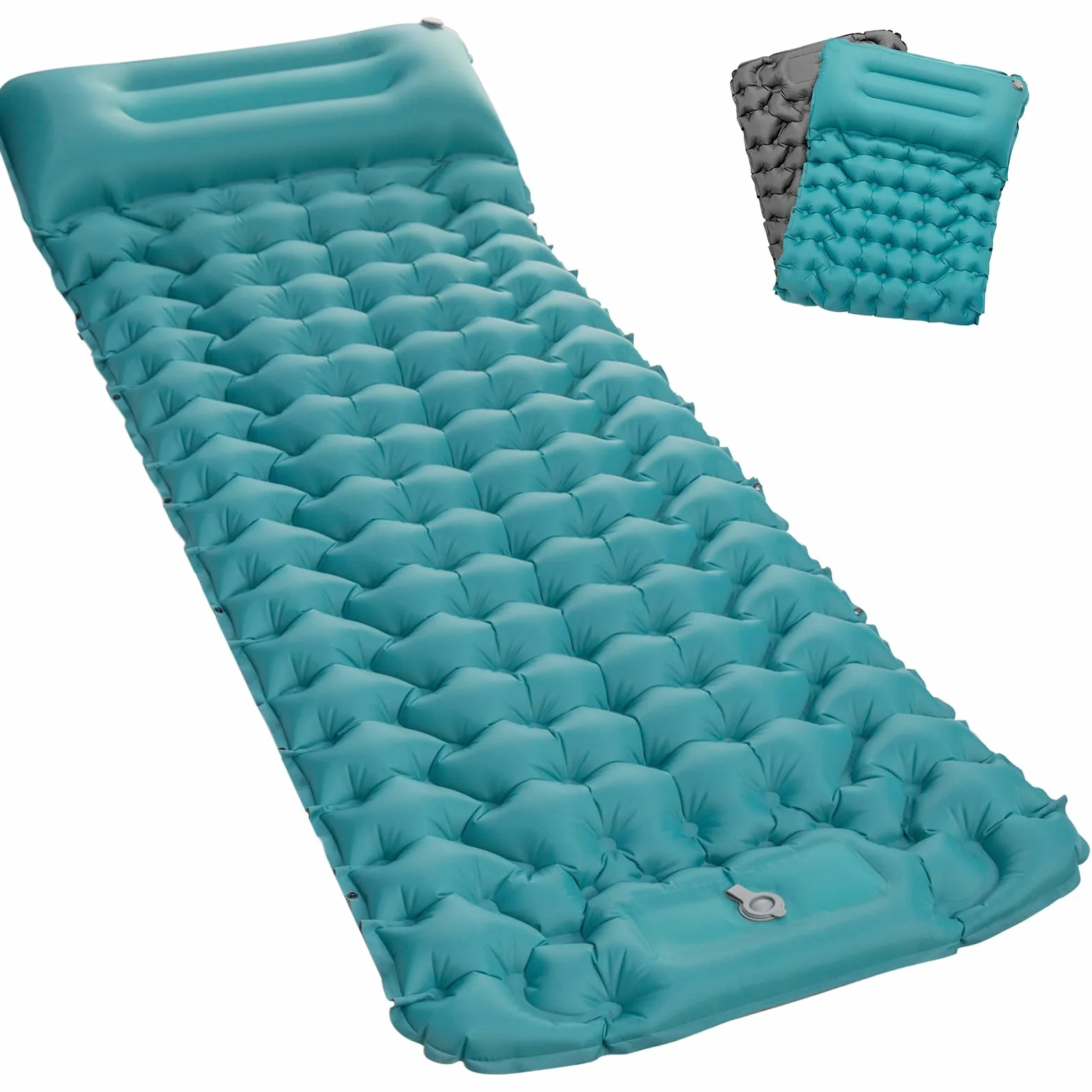 Satisfure Colchón Autoinflable de Camping Ultraligero con Bomba de Prensa y Cojín