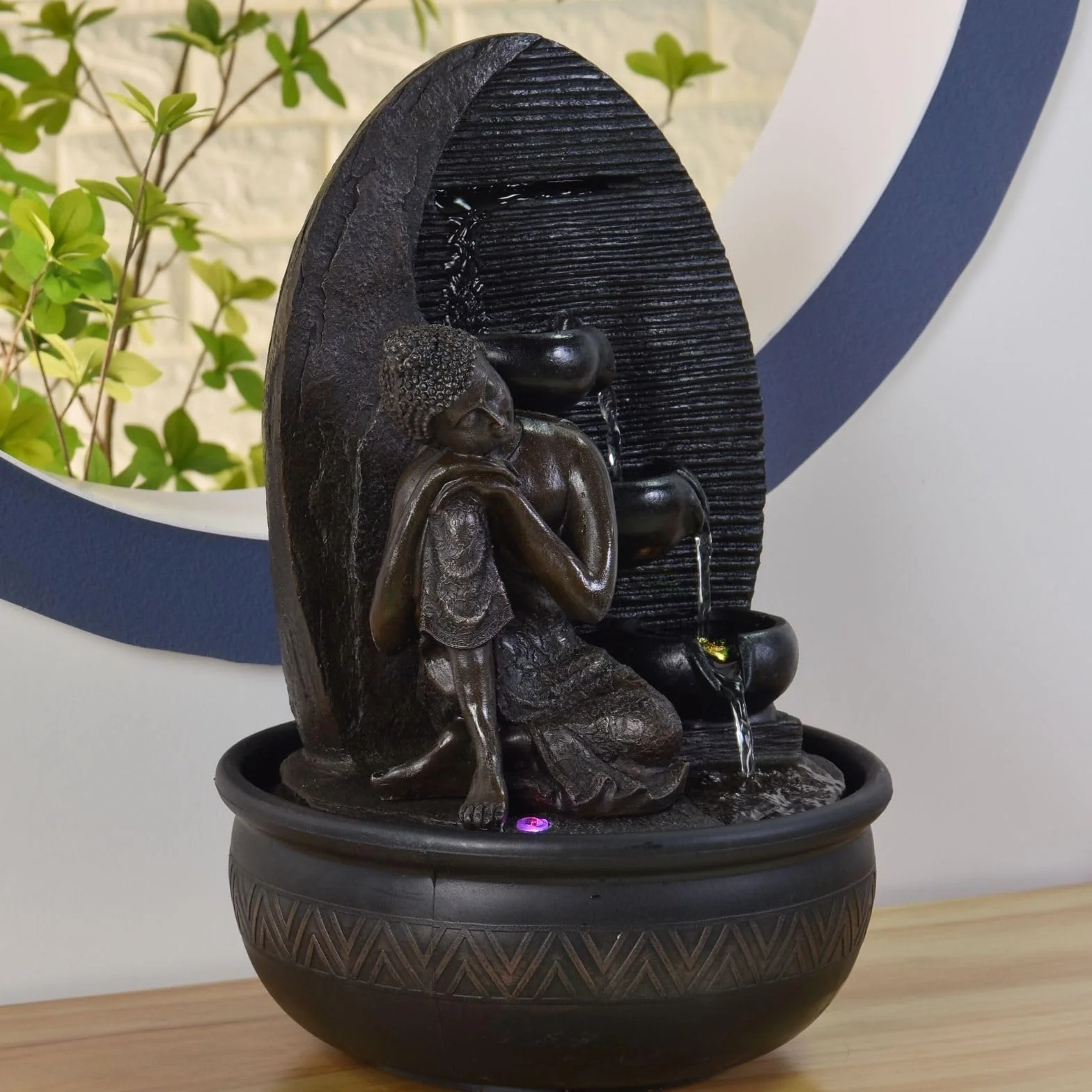 Zen'Light - Fuente de Interior (26 x 26 x 40 cm), Color marrón